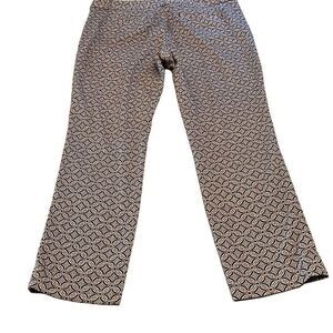 Banana Republic Womens Damask Tapestry Sloan Fit Capri Pants Black White Size 10